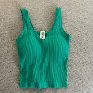 Green Ribbed Tank Top